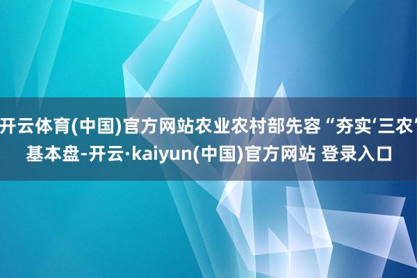 开云体育(中国)官方网站农业农村部先容“夯实‘三农’基本盘-开云·kaiyun(中国)官方网站 登录入口